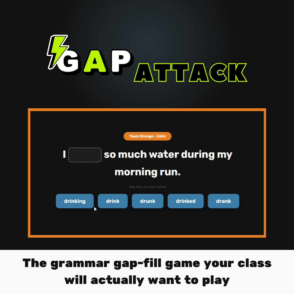 Gap Attack classroom game for IELTS grammar practice